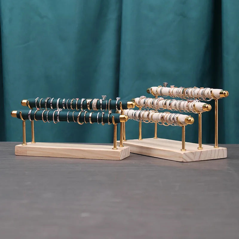 Présentoir d'anneaux de Base en bois massif, tige en éponge, Support d'anneau, étagère de rangement, cadre métallique détachable, présentoir de bijoux, organisateur