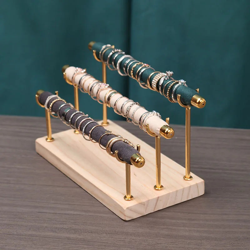 Présentoir d'anneaux de Base en bois massif, tige en éponge, Support d'anneau, étagère de rangement, cadre métallique détachable, présentoir de bijoux, organisateur